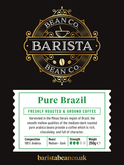 Pure Brazil Coffee (Beans or Ground) - By Barista Bean Co.
